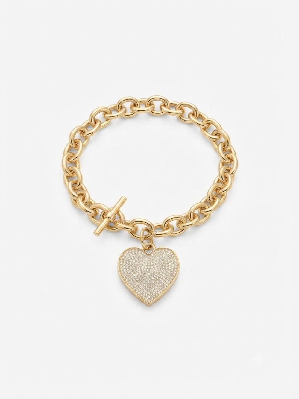 Nice!! Michael Kors Gold Heart Engraved two sided Toggle Bracelet